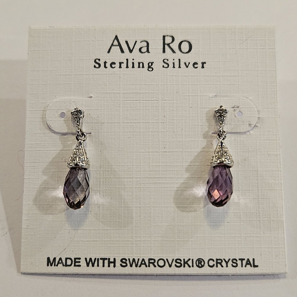 Ava and Ro Sterling Silver Swarovski dangle earrings